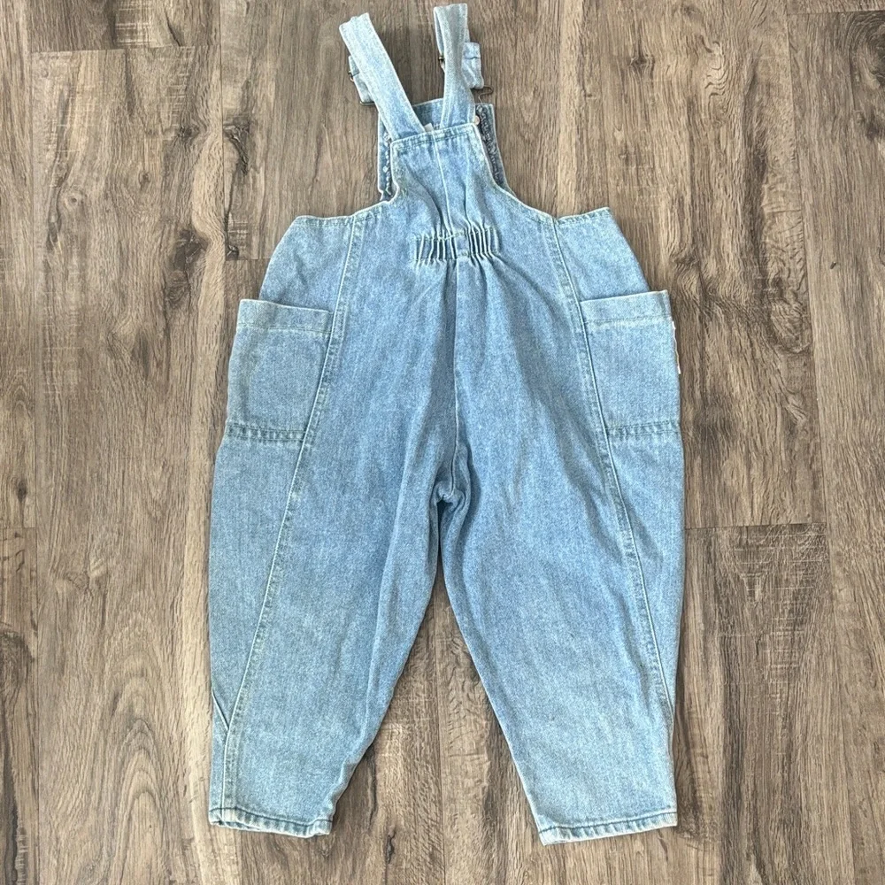 Minnie Mouse garden Disney Light Blue Denim Kids Overalls vintage wide leg 3T - Picture 6 of 9